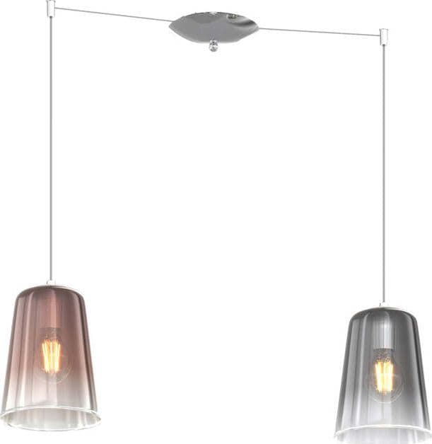 Sospensione-Contemporanea-Shaded-Metallo-Cromo-Vetro-Rame-E-Cromo-2-Luci-E27