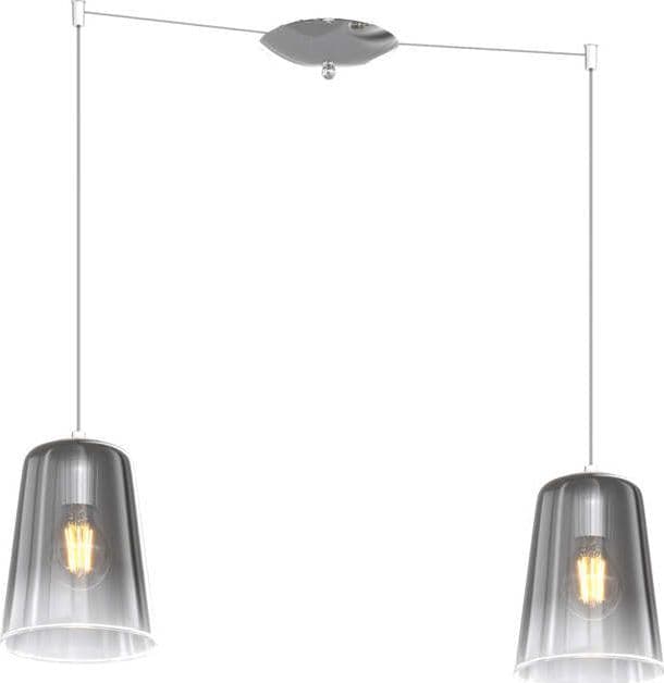 Sospensione-Contemporanea-Shaded-Metallo-E-Vetro-Cromo-2-Luci-E27