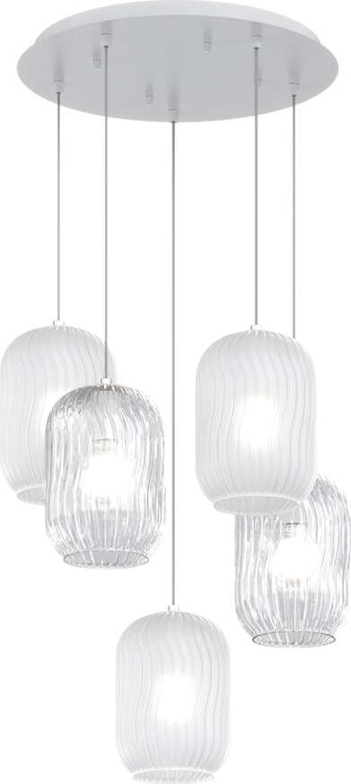 Sospensione-Contemporanea-Tender-Metallo-Bianco-Vetro-Trasp-E-Bianco-5-Luci-E27