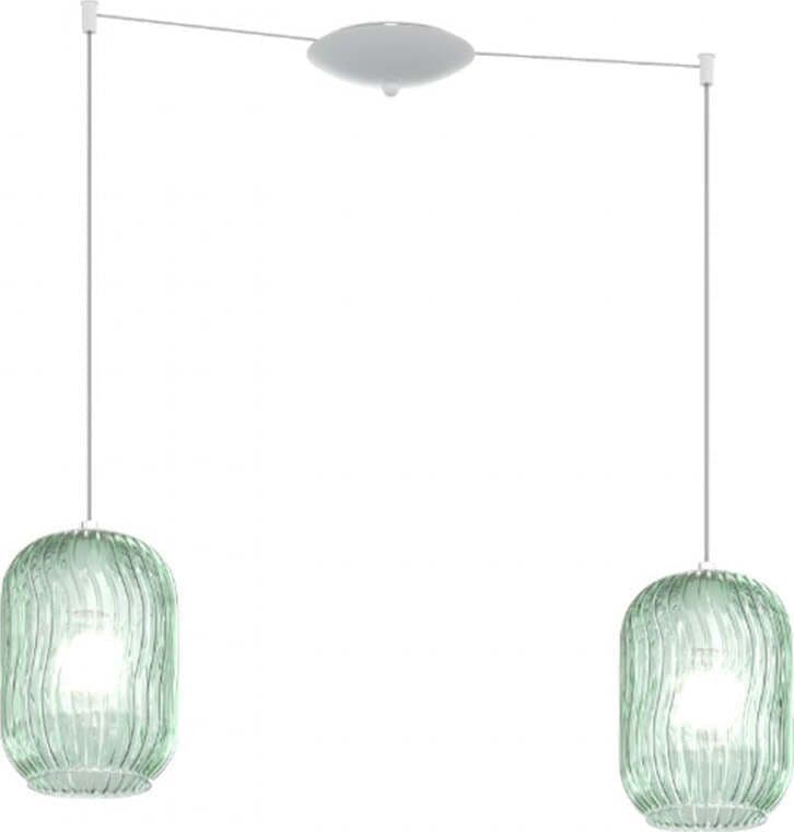 Sospensione-Contemporanea-Tender-Metallo-Bianco-Vetro-Verde-2-Luci-E27