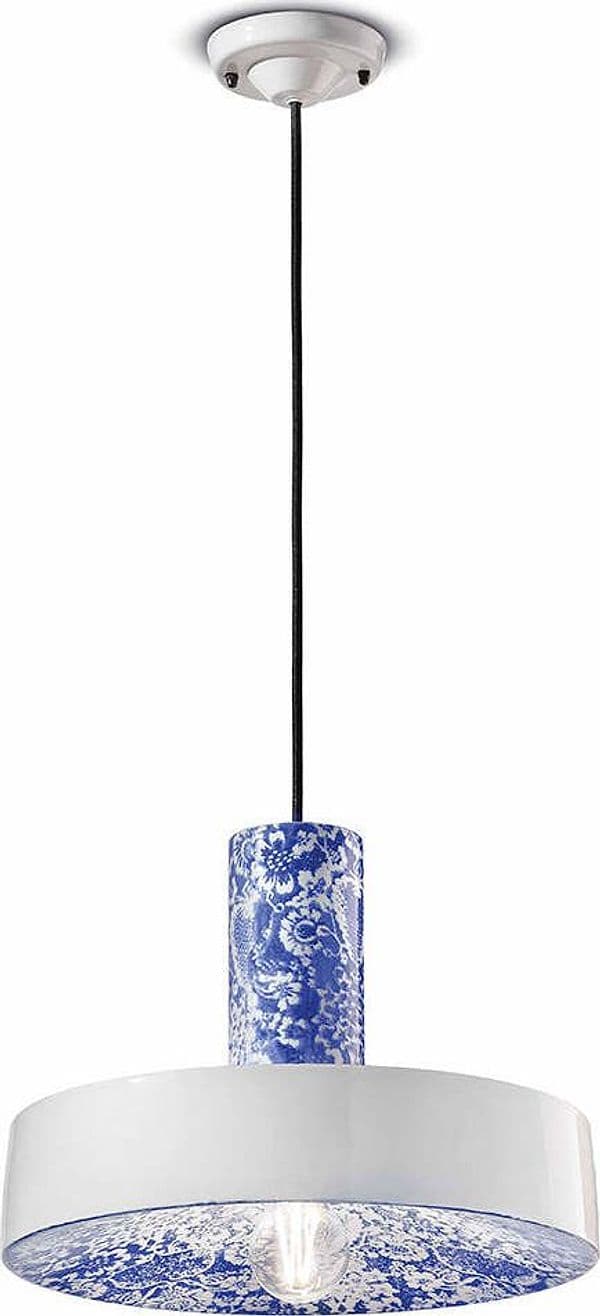 Sospensione-Grande-Vintage-Decò-Pi-Ceramica-Ming-Blu-1-Luce-E27