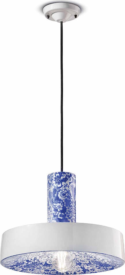 Sospensione-Grande-Vintage-Decò-Pi-Ceramica-Ming-Blu-1-Luce-E27