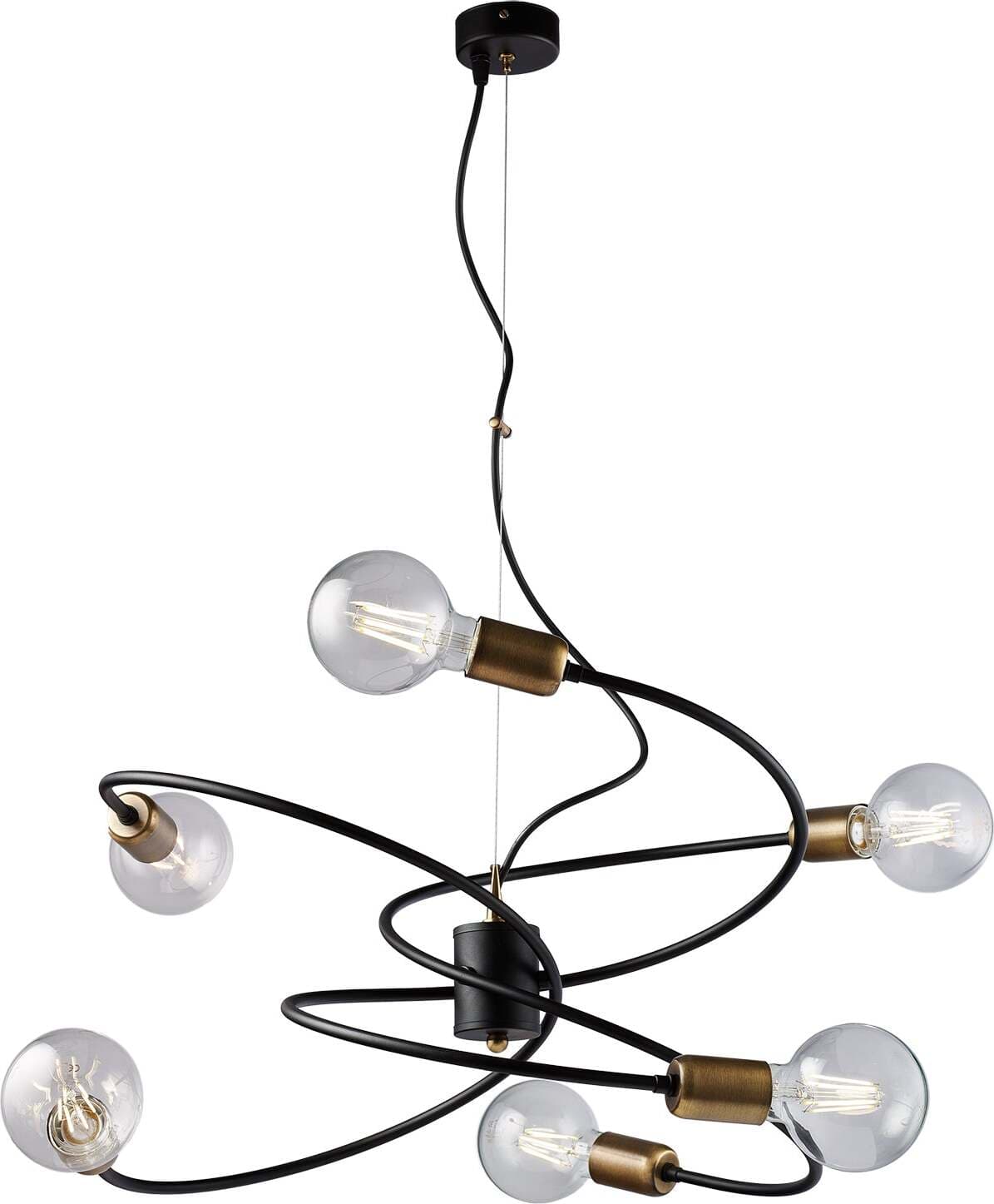 Sospensione-Industrial-6-Luci-Vortex-Ferro-Nero-E-Ottone-Brunito
