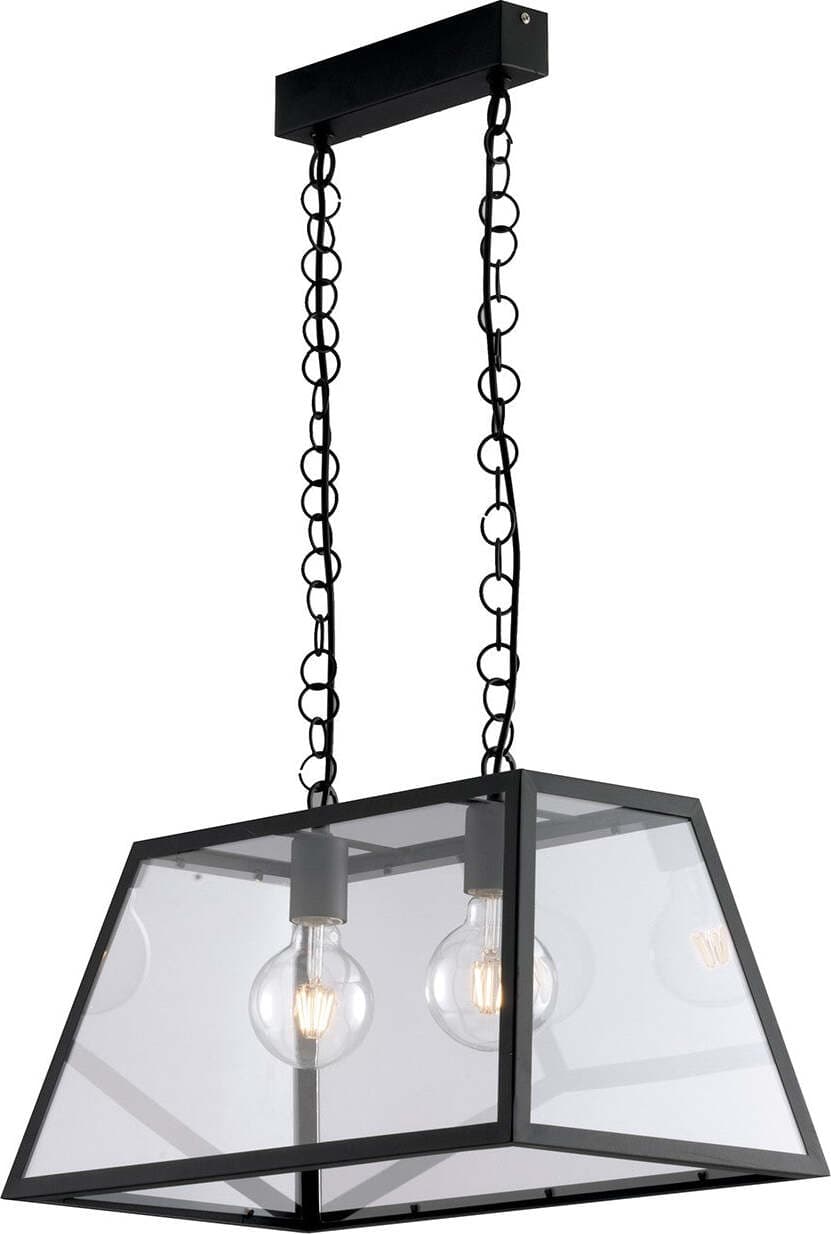 Sospensione Lexington Nero 2Xe27 57X27X30Cm Illuminazione/Illuminazione per interni/Lampadari lampade a sospensione e plafoniere/Lampade a sospensione Led Mall Home - Napoli, Commerciovirtuoso.it
