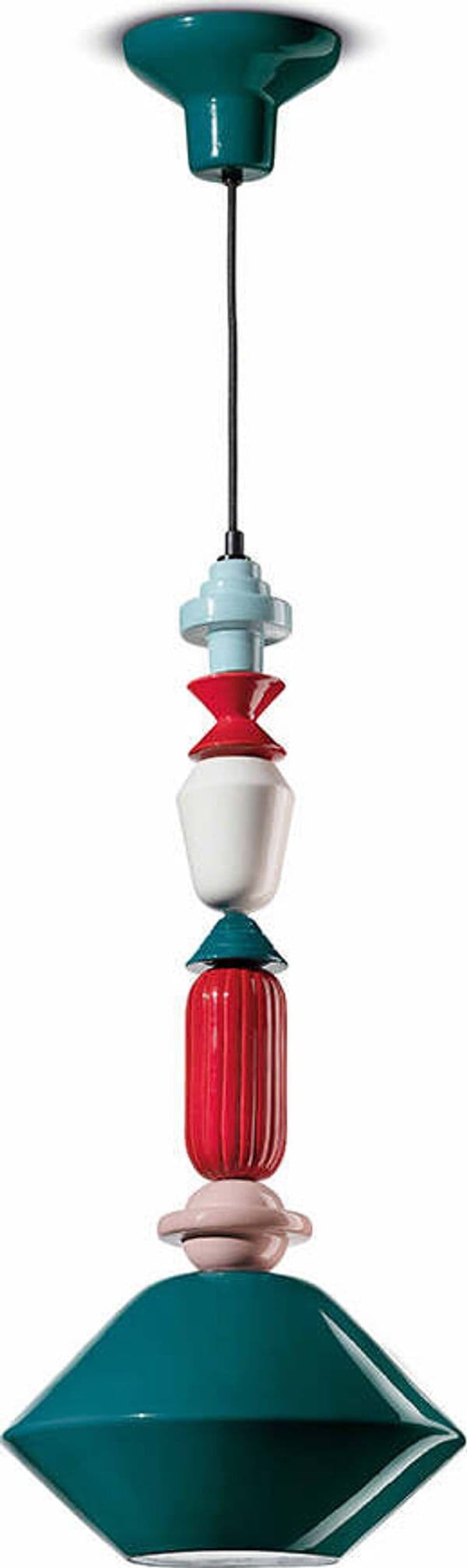 Sospensione-Media-Vintage-Decò-Lariat-Ceramica-Verde-Petrolio-1-Luce-E27
