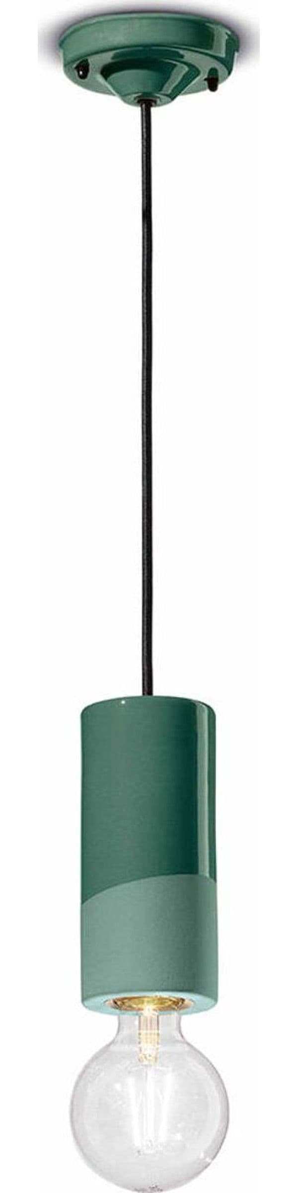 Sospensione-Media-Vintage-Decò-Pi-Ceramica-Verde-Bottiglia-1-Luce-E27