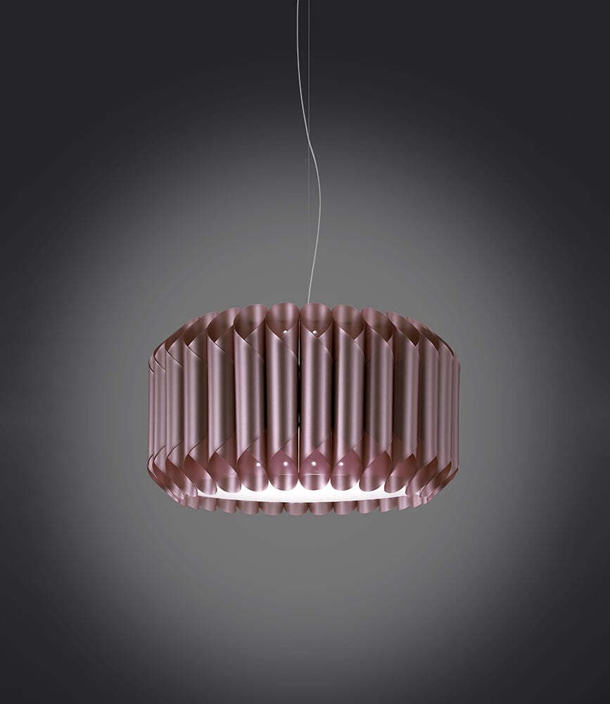 Sospensione-Moderna-1-Luce-Louise-In-Polilux-Rosa-Metallico-D50-Made-In-Italy