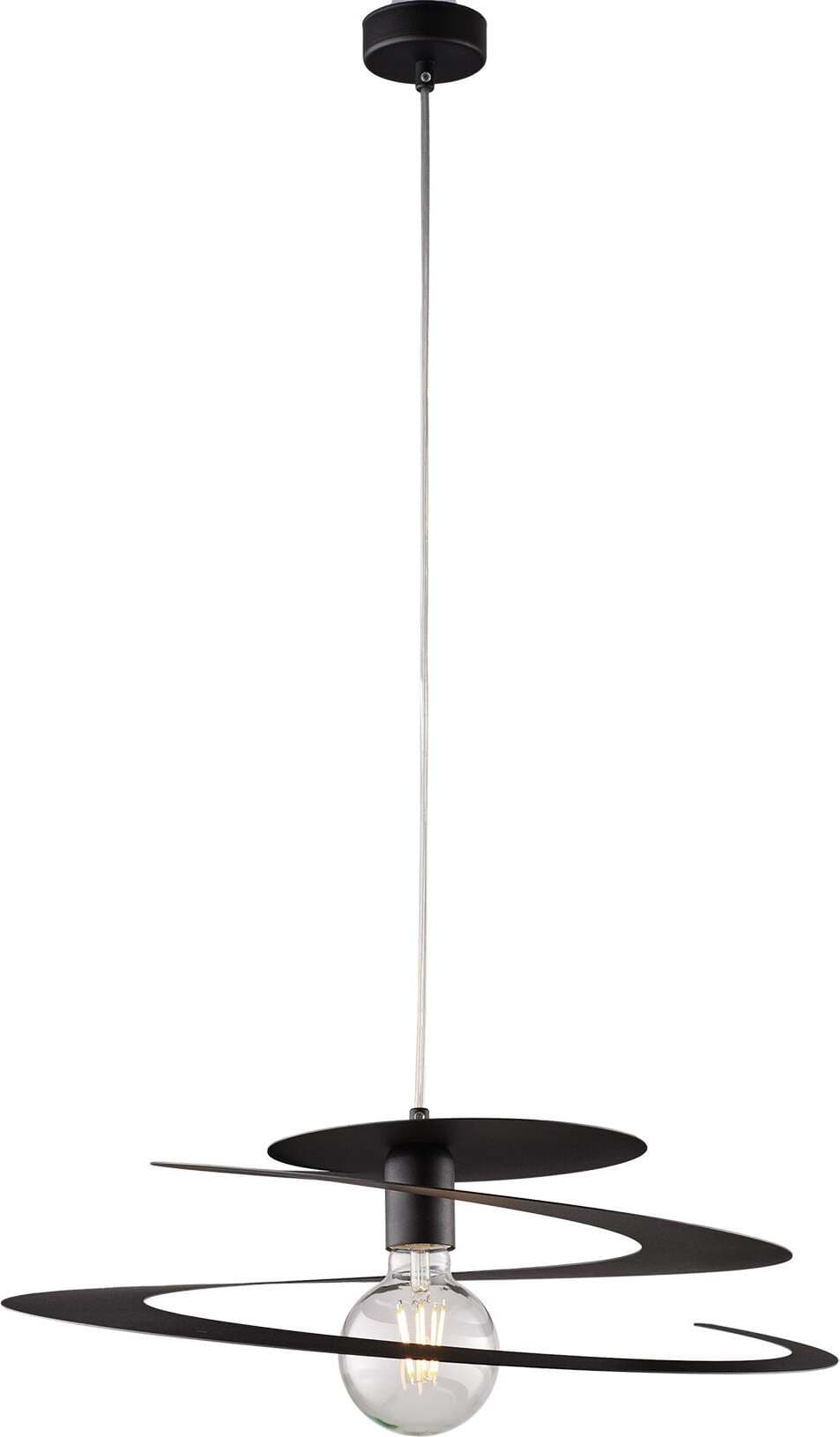 Sospensione-Moderna-1-Luce-Spring-Ferro-Laccato-Nero-Taglio-Laser