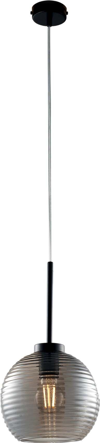 Sospensione-Moderna-Ankara-1-Luce-Ferro-Nero-Vetro-Soffiato-Grigio-Specchiato