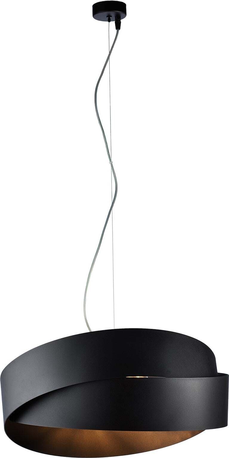 Sospensione-Moderna-Astro-2-Luci-Ferro-Laccato-Nero-Con-Oro