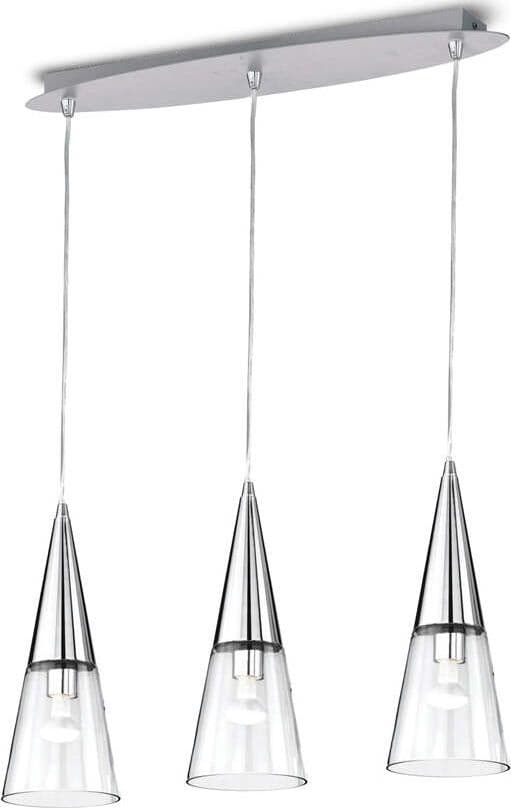 Sospensione-Moderna-Cono-Metallo-Cromo-3-Luci-E14