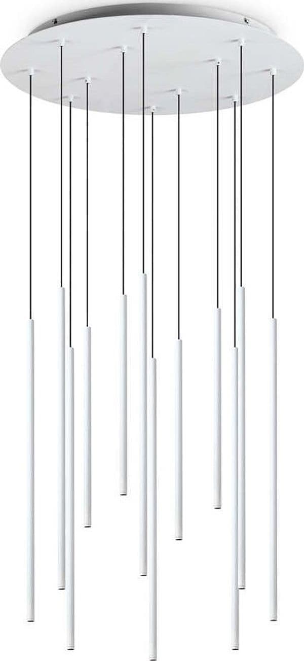 Sospensione-Moderna-Filo-Metallo-Bianco-12-Luci-Led-25W-3000K-Luce-Calda