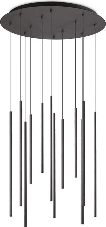 Sospensione-Moderna-Filo-Metallo-Nero-12-Luci-Led-25W-3000K-Luce-Calda