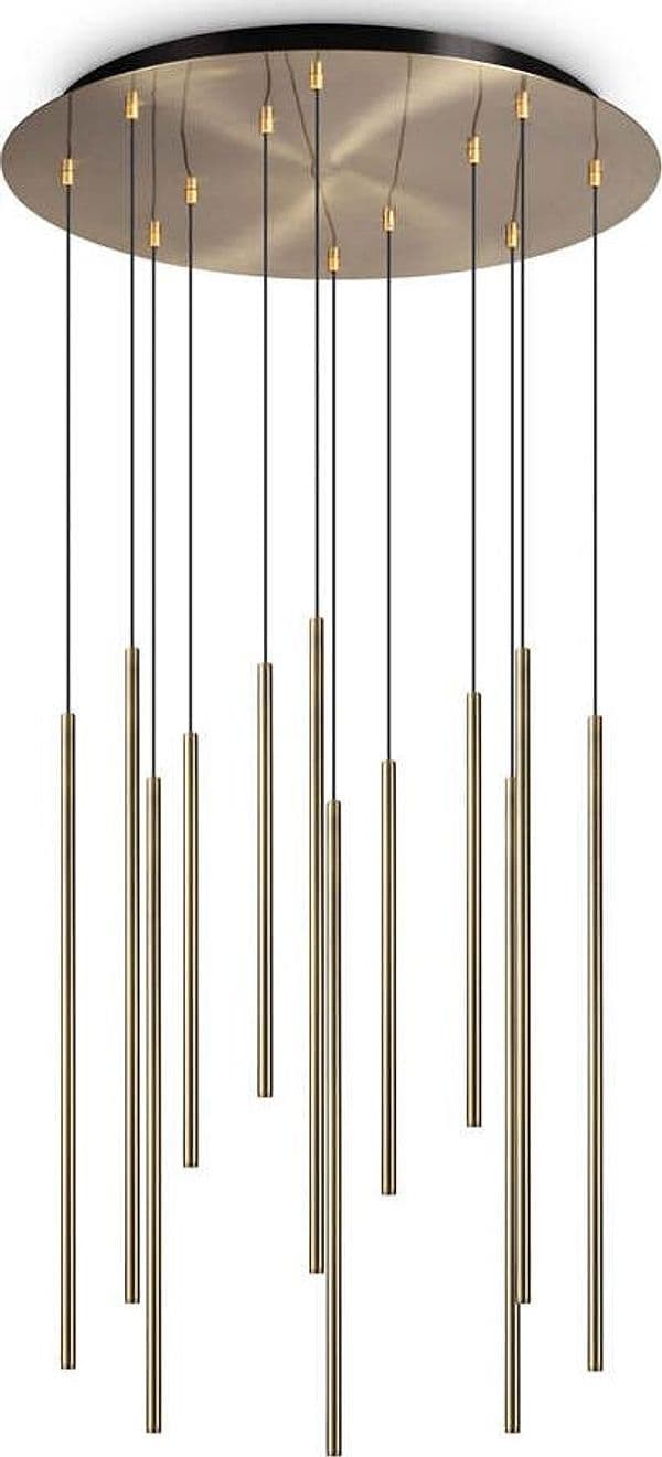 Sospensione-Moderna-Filo-Metallo-Ottone-12-Luci-Led-25W-3000K-Luce-Calda
