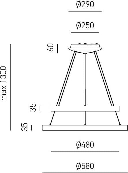 Sospensione-Moderna-Krizia-Alluminio-Oro-Spazzolato-2-Moduli-Led-38+50-W
