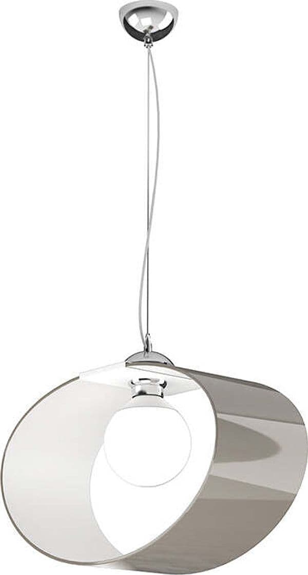 Sospensione Moderna Lap Metallo Bianco E Vetro Tortora 1 Luce E27 42Cm