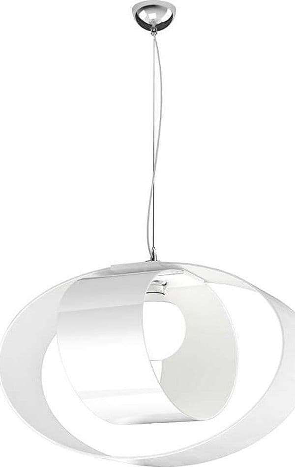 Sospensione Moderna Lap Metallo E Vetro Bianco 1 Luce E27 52Cm