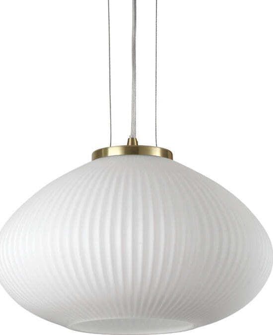 Sospensione-Moderna-Plisse'-Metallo-Ottone-1-Luce-E27-D35Cm