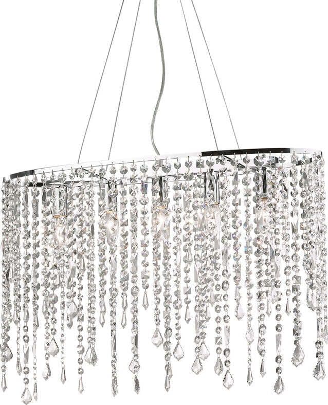 Sospensione-Moderna-Rain-Metallo-Cristallo-Cromo-5-Luci-E14