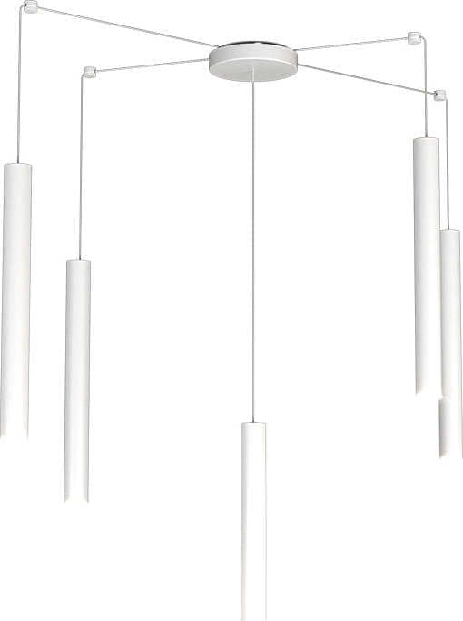 Sospensione-Moderna-Round-Tube-Metallo-Bianco-5-Luci-Gu10