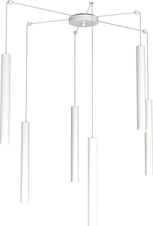 Sospensione-Moderna-Round-Tube-Metallo-Bianco-6-Luci-Gu10