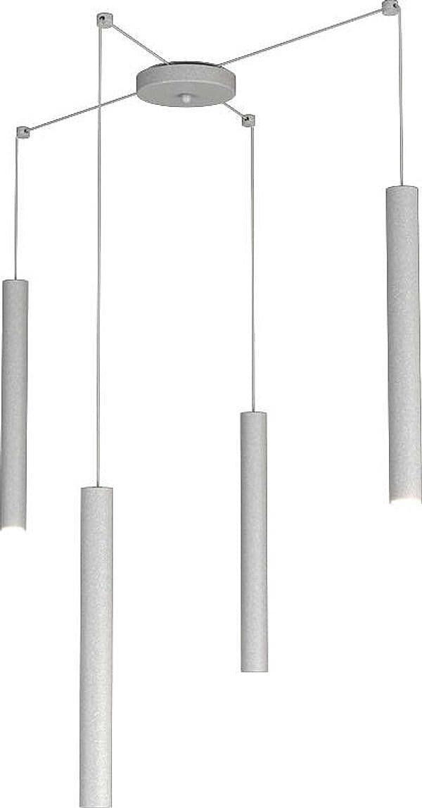 Sospensione-Moderna-Round-Tube-Metallo-Grigio-4-Luci-Gu10