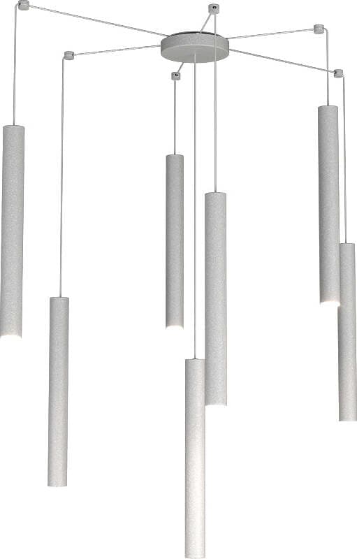 Sospensione-Moderna-Round-Tube-Metallo-Grigio-7-Luci-Gu10
