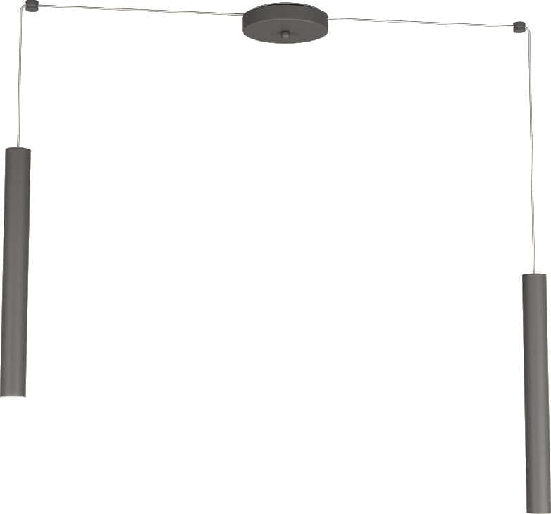 Sospensione-Moderna-Round-Tube-Metallo-Grigio-Antracite-2-Luci-Gu10