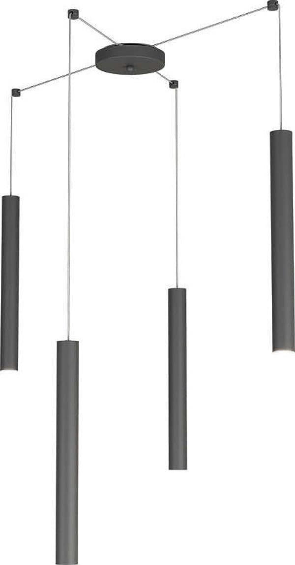 Sospensione-Moderna-Round-Tube-Metallo-Grigio-Antracite-4-Luci-Gu10