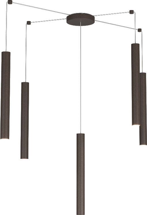 Sospensione-Moderna-Round-Tube-Metallo-Marrone-5-Luci-Gu10