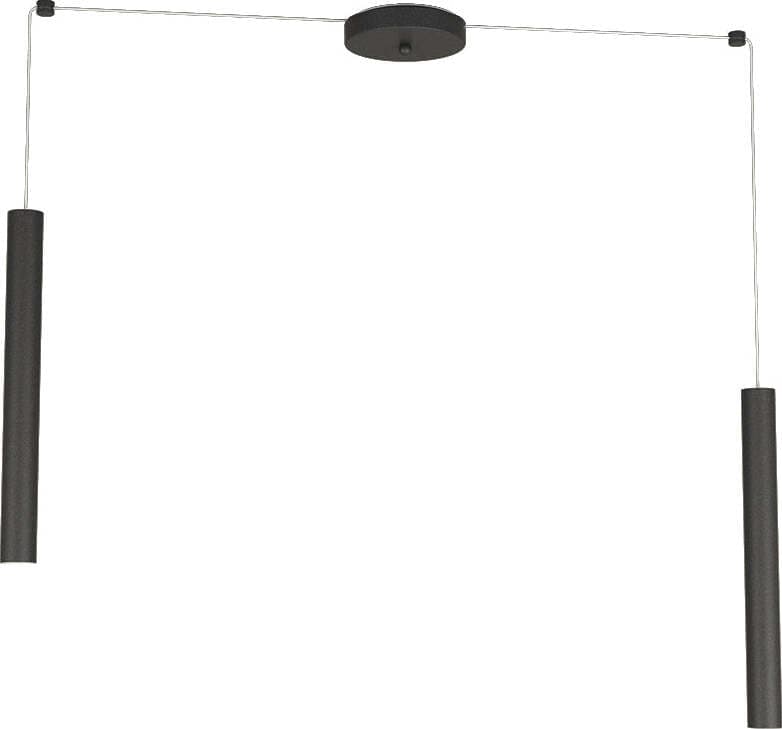 Sospensione-Moderna-Round-Tube-Metallo-Nero-2-Luci-Gu10