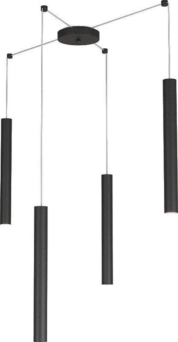 Sospensione-Moderna-Round-Tube-Metallo-Nero-4-Luci-Gu10