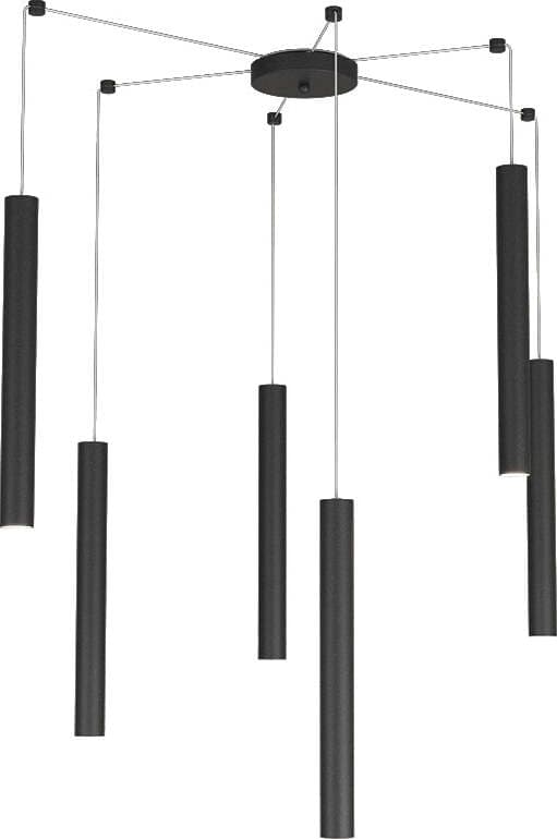 Sospensione-Moderna-Round-Tube-Metallo-Nero-6-Luci-Gu10