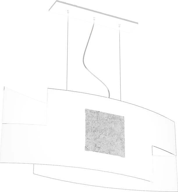 Sospensione-Moderna-Tetris-Color-Metallo-Foglia-Argento-Vetro-Bianco-2-Luci-E27