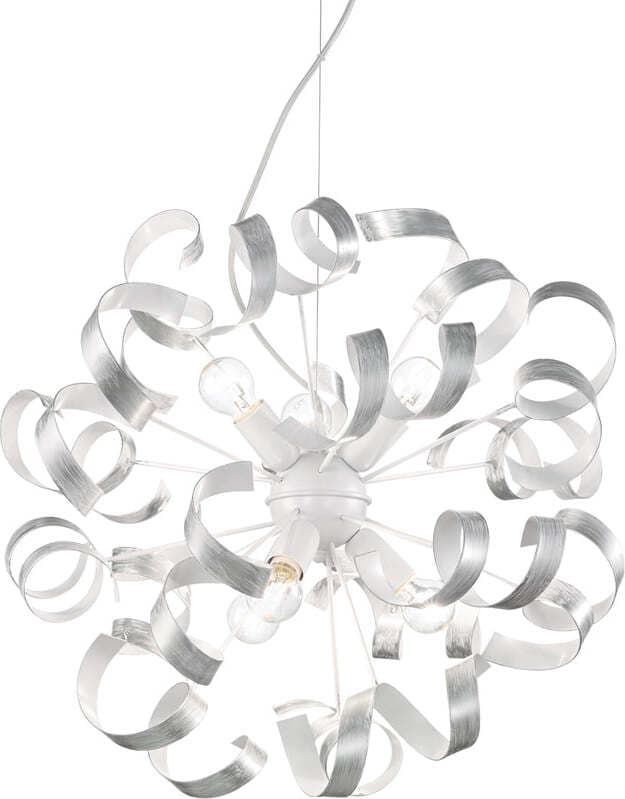 Sospensione-Moderna-Vortex-Metallo-Argento-6-Luci-E14