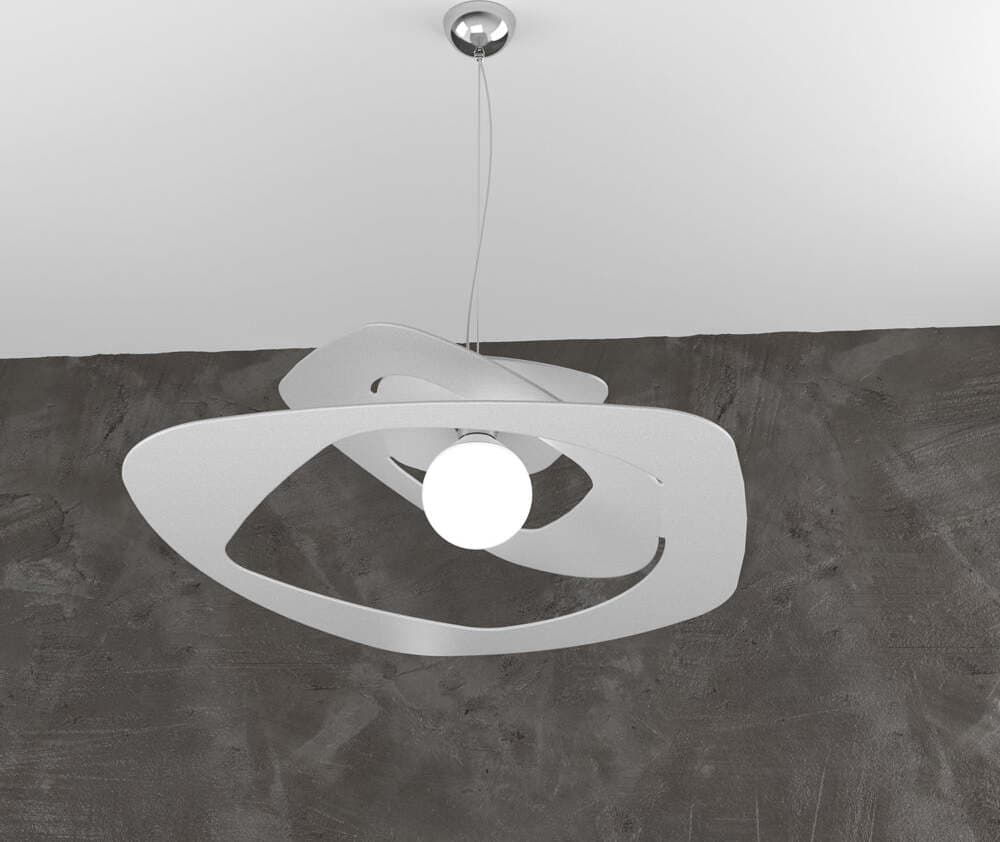 Sospensione-Moderna-Warped-Metallo-Grigio-1-Luce-E27-D.65Cm