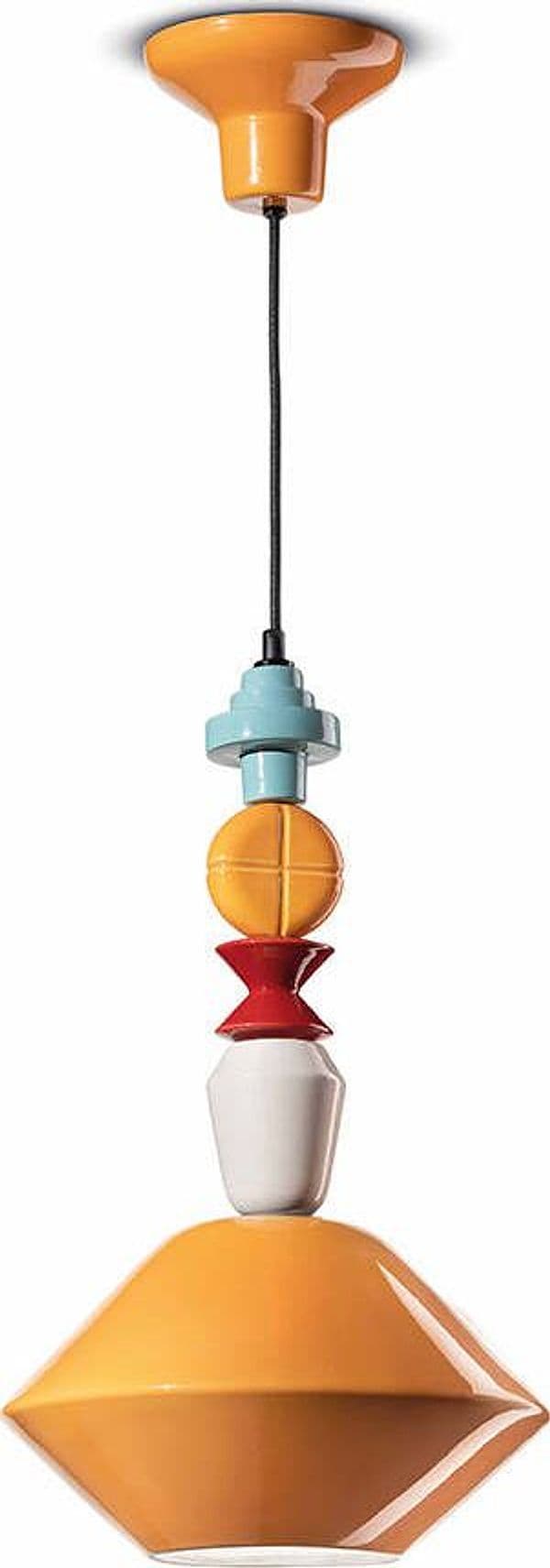 Sospensione-Piccola-Vintage-Decò-Lariat-Ceramica-Giallo-1-Luce-E27