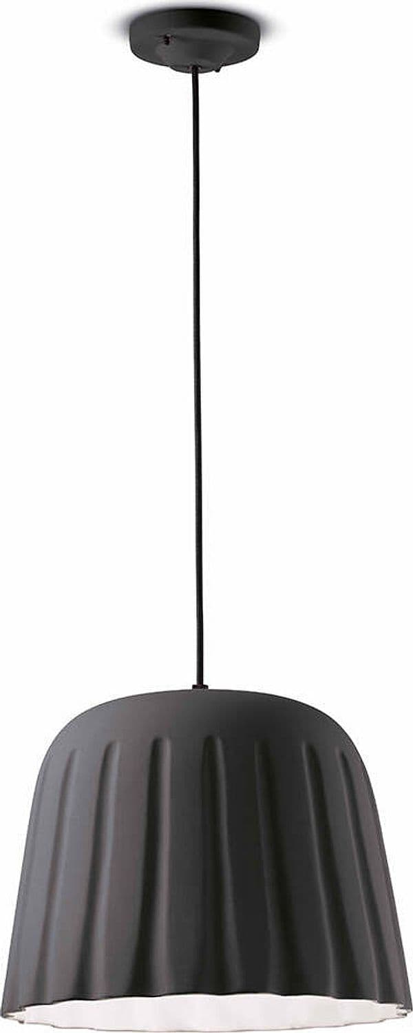 Sospensione-Piccola-Vintage-Decò-Madame-Gres-Ceramica-Grigio-1-Luce-E27