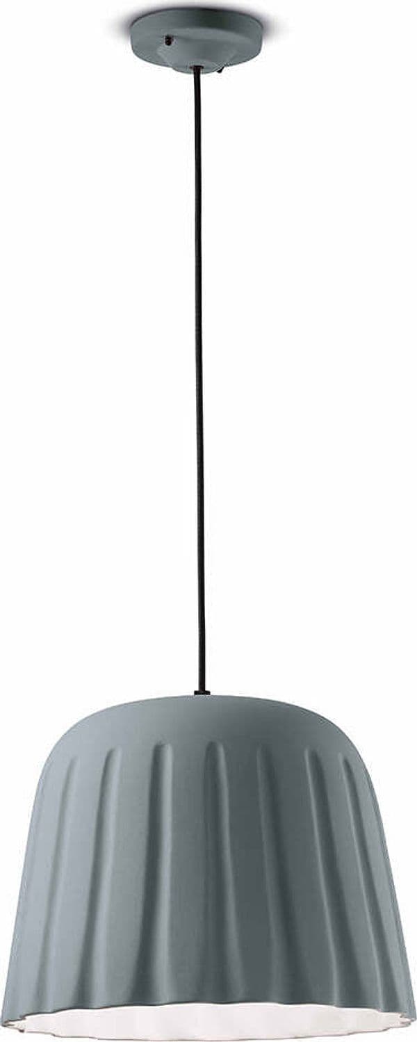 Sospensione-Piccola-Vintage-Decò-Madame-Gres-Ceramica-Grigio-Tele-1-Luce-E27