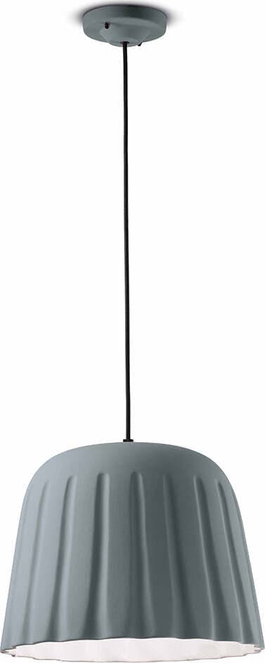 Sospensione-Piccola-Vintage-Decò-Madame-Gres-Ceramica-Grigio-Tele-1-Luce-E27