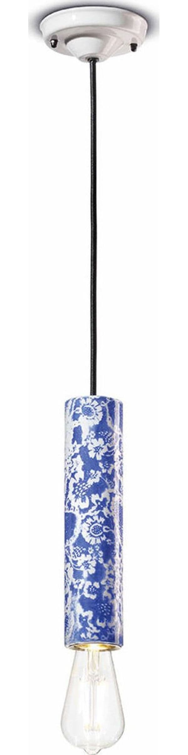 Sospensione-Piccola-Vintage-Decò-Pi-Ceramica-Ming-Blu-1-Luce-E27