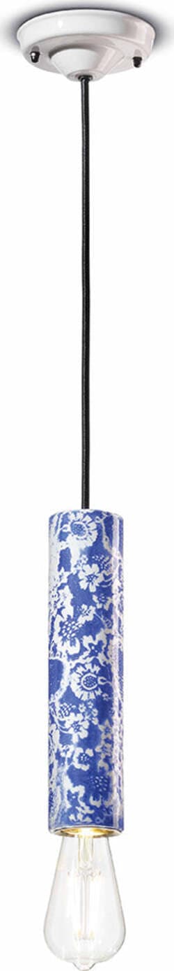 Sospensione-Piccola-Vintage-Decò-Pi-Ceramica-Ming-Blu-1-Luce-E27