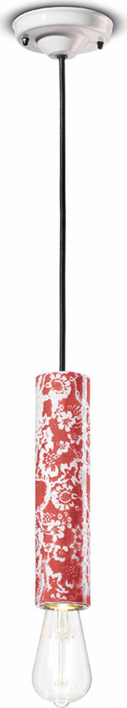 Sospensione-Piccola-Vintage-Decò-Pi-Ceramica-Ming-Rosso-1-Luce-E27