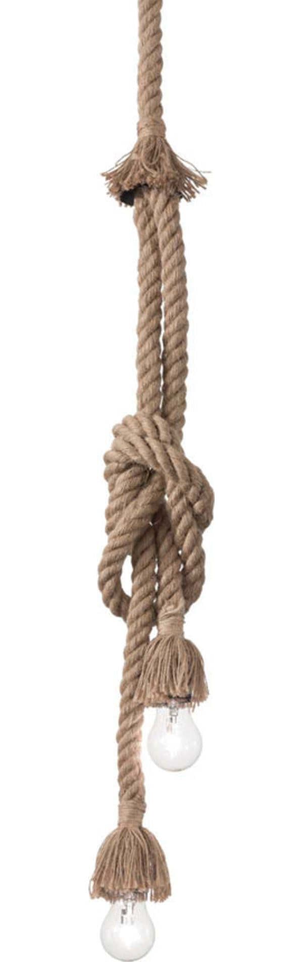 Sospensione-Rustica-Country-Canapa-Metallo-Marrone-Tessuto-Marrone-2-Luci-E27