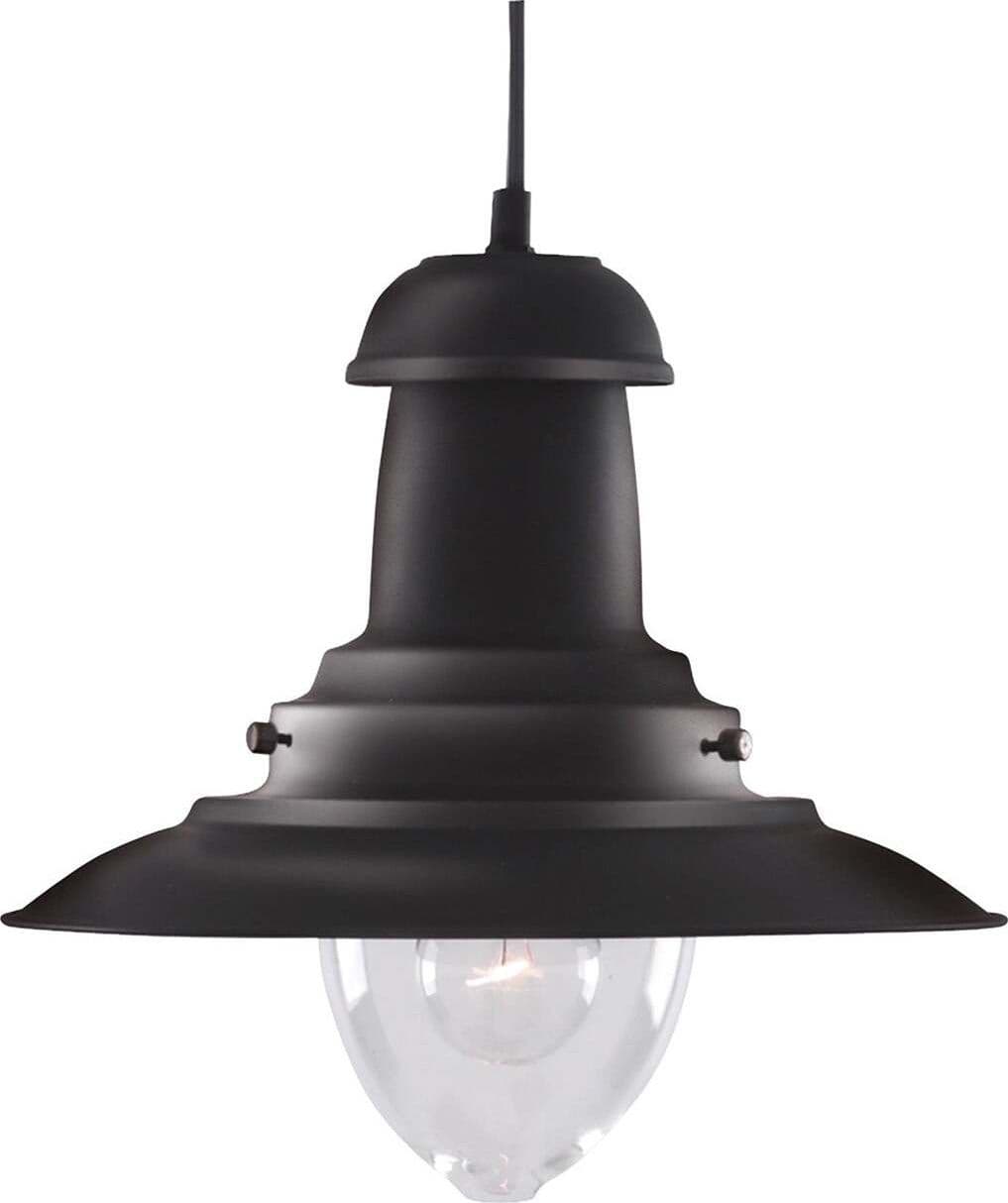 Sospensione-Rustico-Country-Fisher-Man-Acciaio-Nero-Vetro-1-Luce-E27