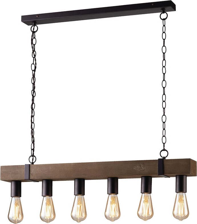 Sospensione Texas Nero 6Xe27 80X10X12,5Cm Illuminazione/Illuminazione per interni/Lampadari lampade a sospensione e plafoniere/Lampade a sospensione Led Mall Home - Napoli, Commerciovirtuoso.it