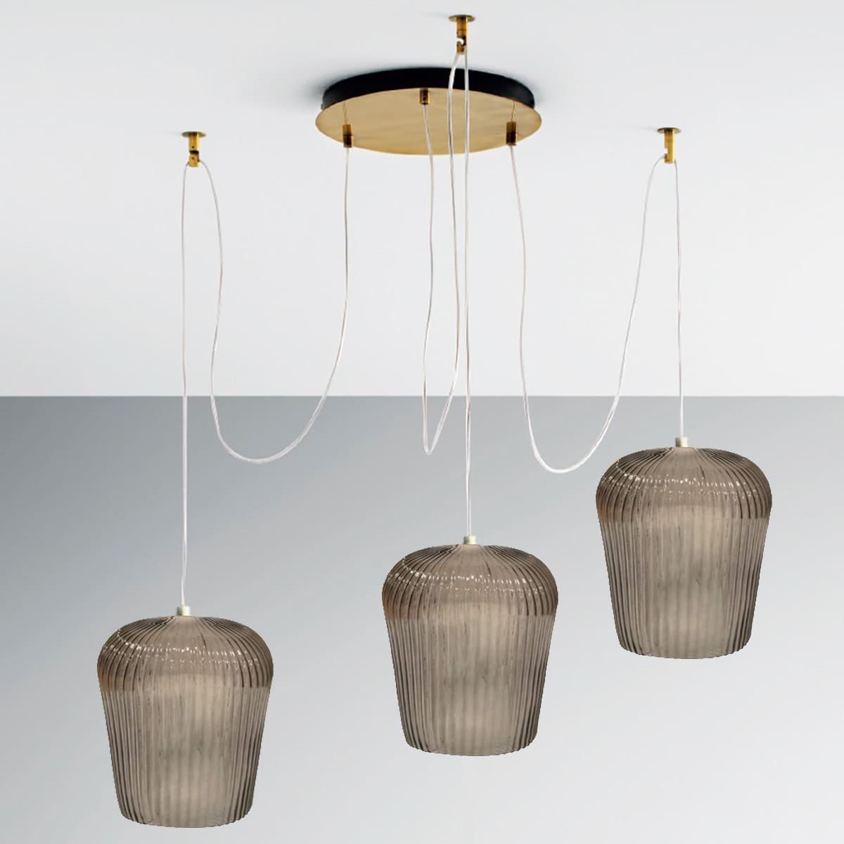 Sospensione-vetro-ambra-Gea-Luce-NUMA-BT3-OT-E27-LED-lampada-soffitto-decentramento-classica