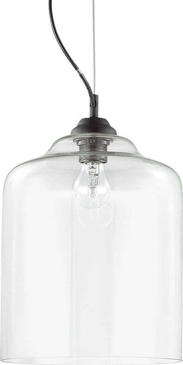 Sospensione-Vintage-Decò-Bistro'-Metallo-Trasparente-1-Luce-E27-D24