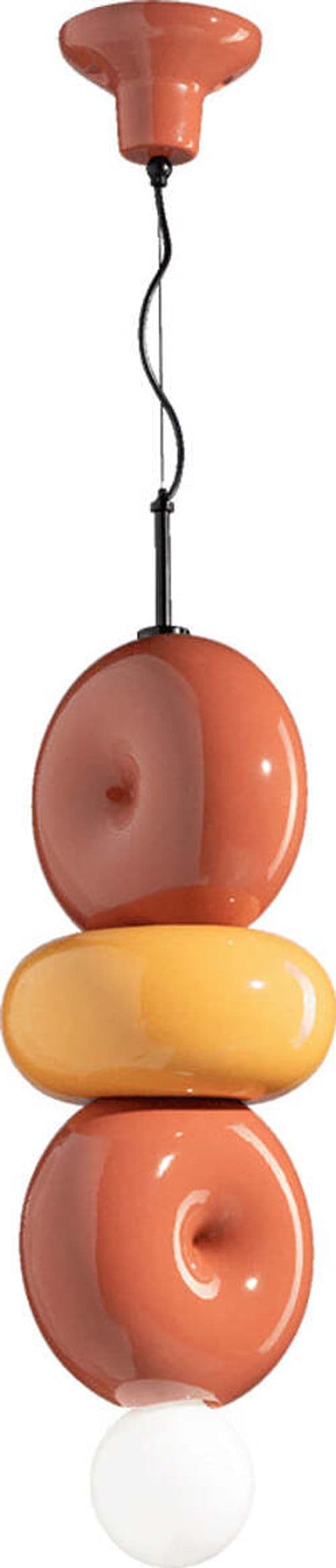 Sospensione-Vintage-Decò-Bumbum-3-Elementi-Ceramica-Gialla-E-Arancio-1-Luce-E27