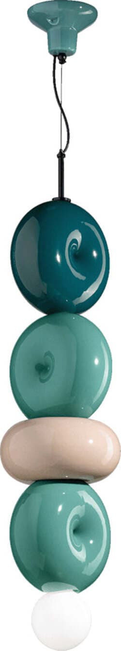 Sospensione-Vintage-Decò-Bumbum-4-Elementi-Ceramica-Turchese-Verde-Grigio-E27